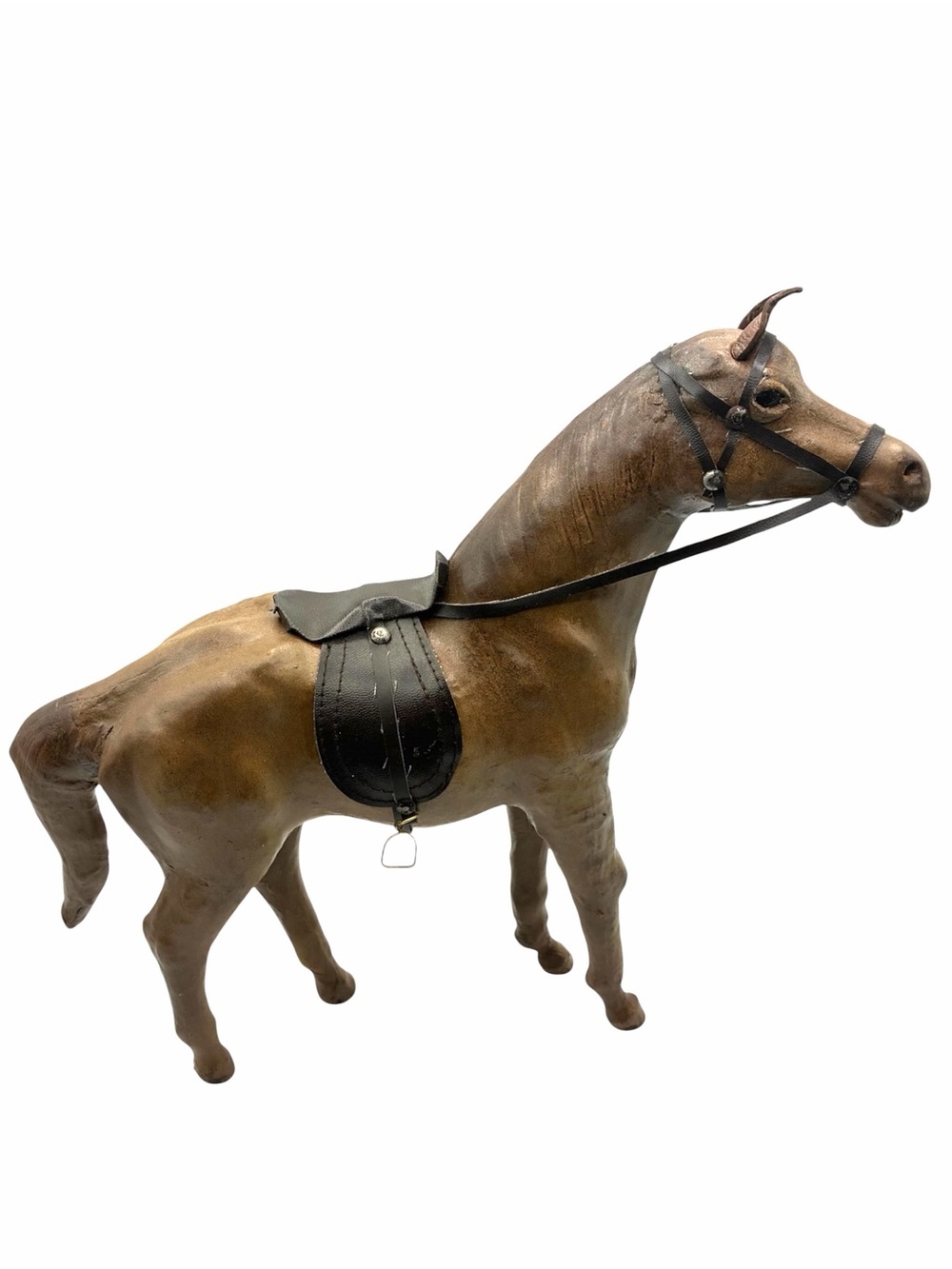 Vintage Paper Mache Horse Figurine Saddle Bridle Equestrian Folk Art Decor